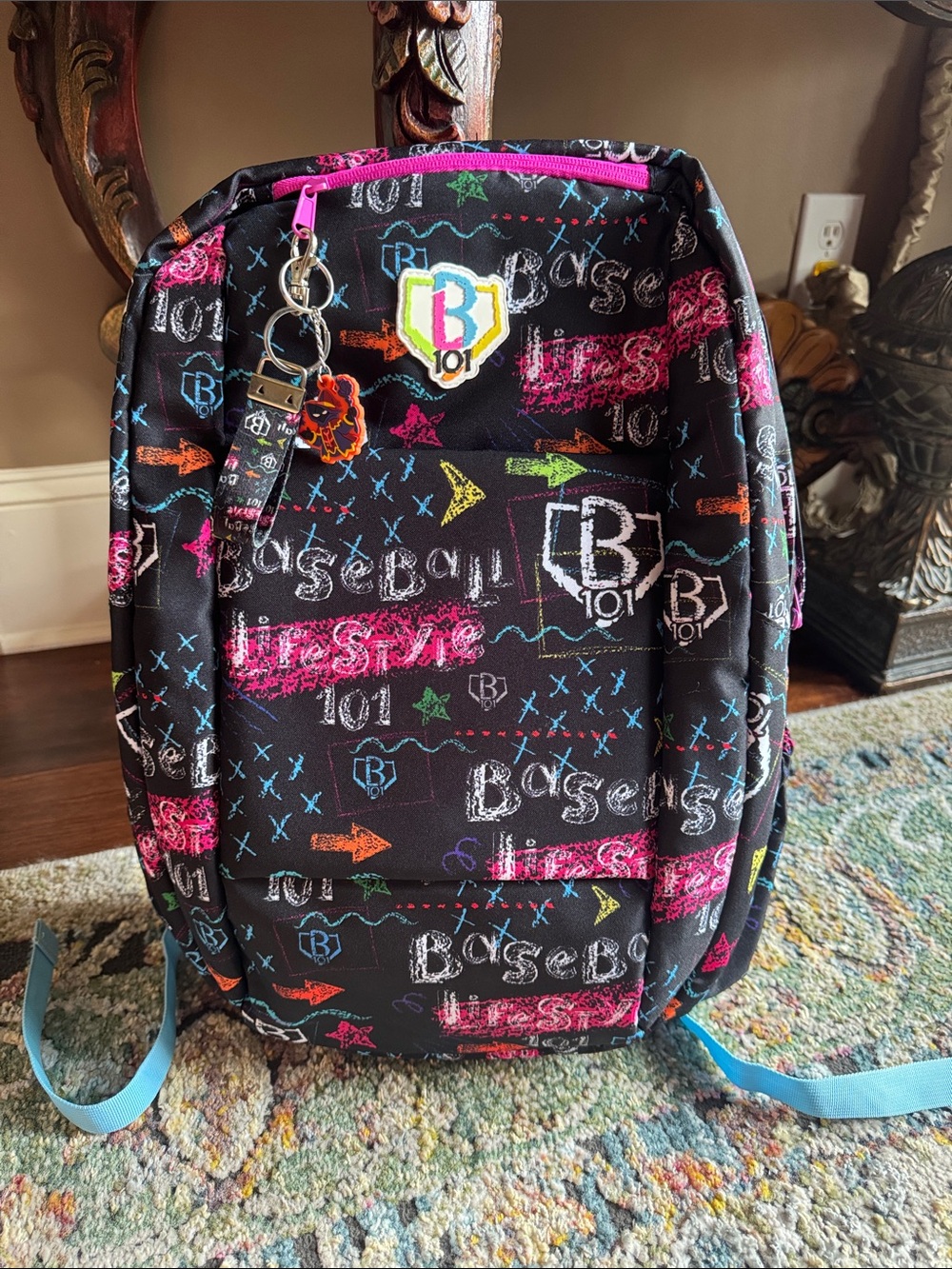 BASEBALL LIFESTYLE 101 CHALKBOARD BACKPACK WITH EXTRA KEY CHAIN ATTACHMENT…LIKE!